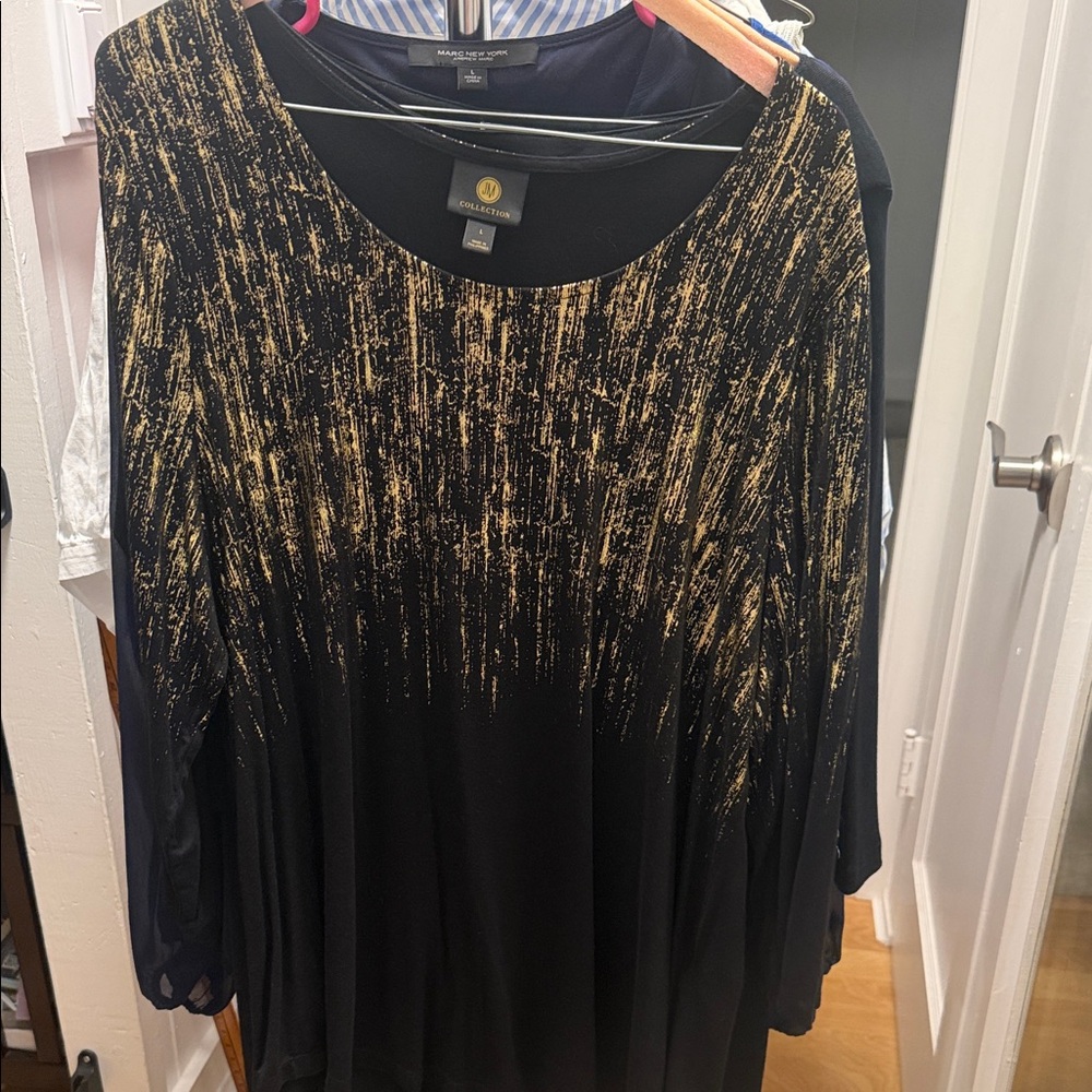 JM Collection Black and Gold Blouse